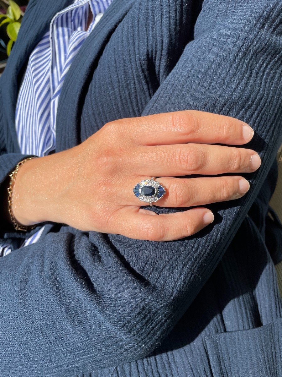 Art Deco Sapphires And Diamonds Ring-photo-2