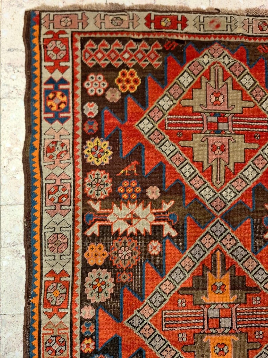 Antique Caucasian Hand Knotted Karabakh Rug-photo-3