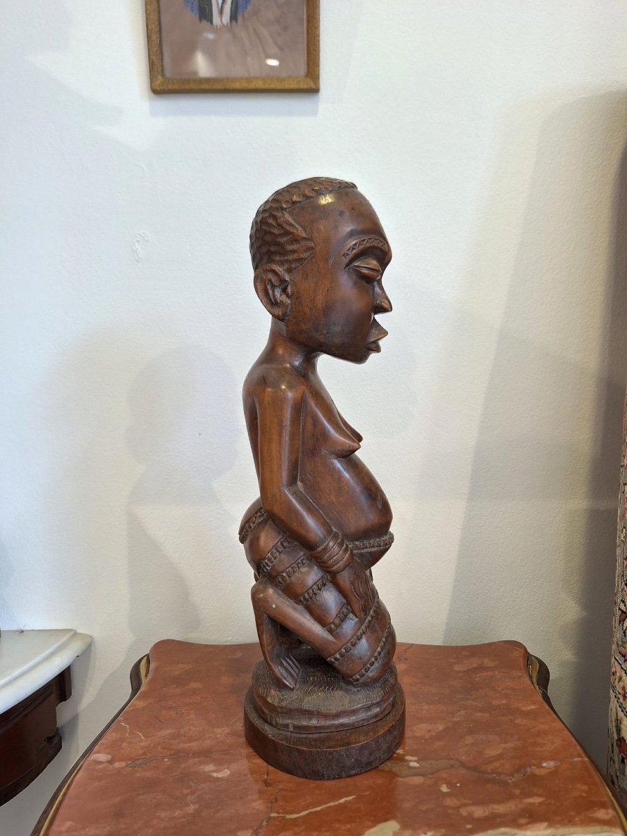 African Wooden Statue, 20th Century-photo-3