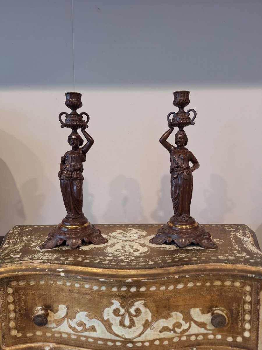 A Pair Of Antique Candlesticks-photo-2