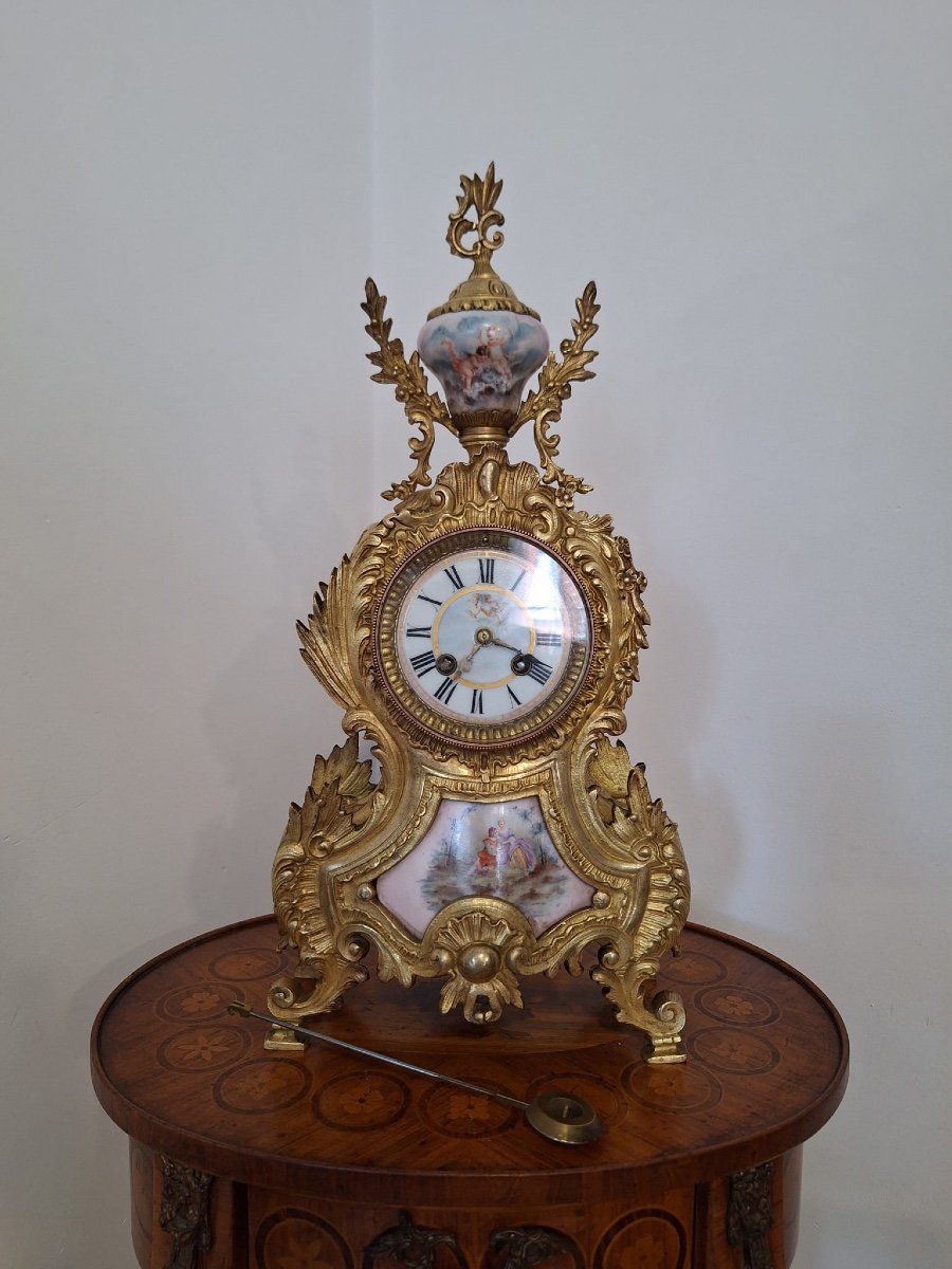 Antique Bronze And Sèvres Porcelain Clock