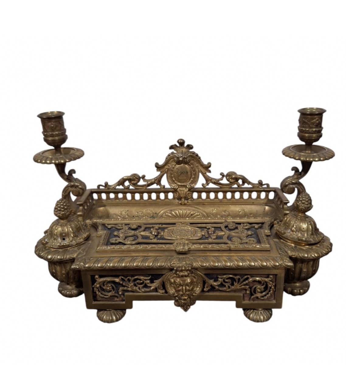 Antique Bronze Inkwell From The Château De Robersart, Town Of Wambrechies-photo-2