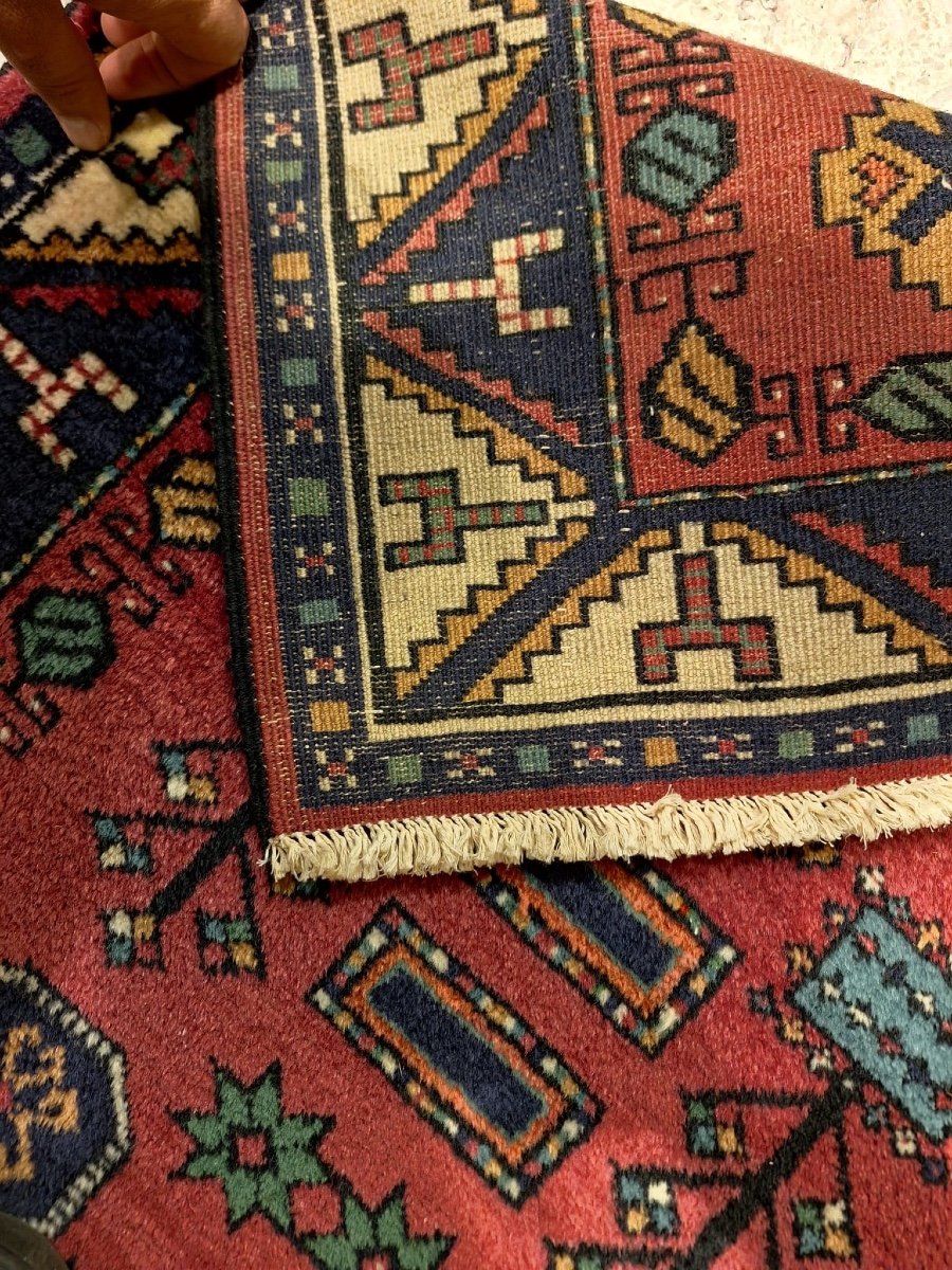 Vintage Caucasian Hand Knotted Kazak Rug-photo-3