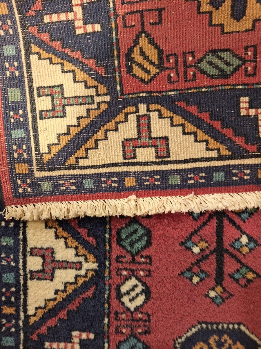 Vintage Caucasian Hand Knotted Kazak Rug-photo-4