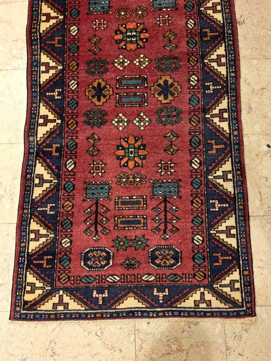 Vintage Caucasian Hand Knotted Kazak Rug-photo-3