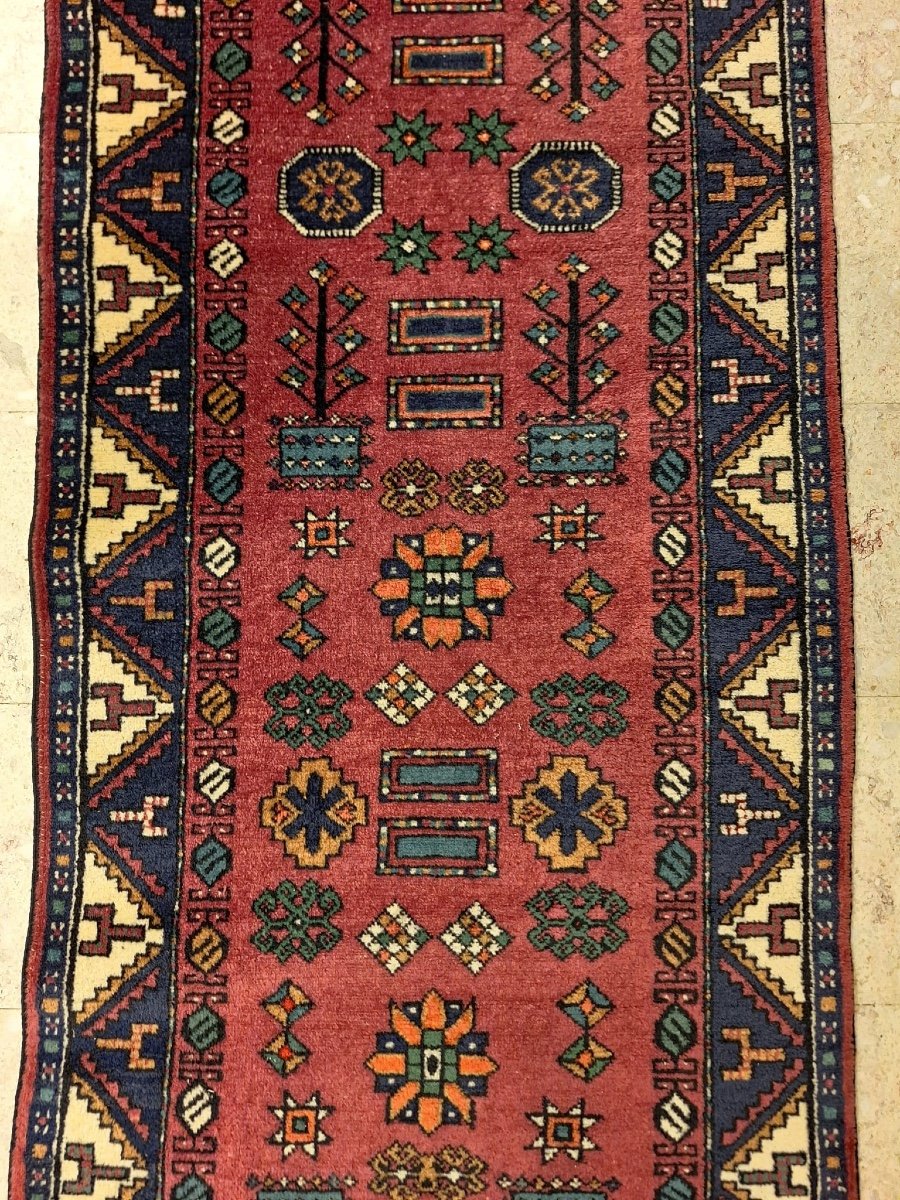 Vintage Caucasian Hand Knotted Kazak Rug-photo-4