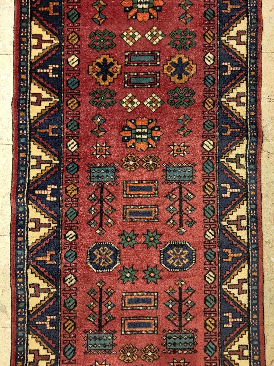 Vintage Caucasian Hand Knotted Kazak Rug-photo-5