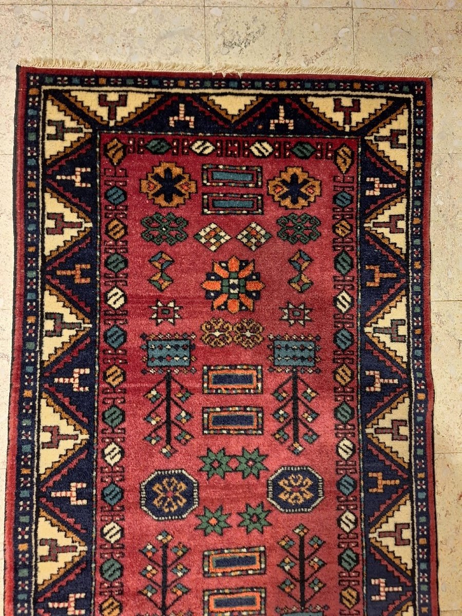 Vintage Caucasian Hand Knotted Kazak Rug-photo-7