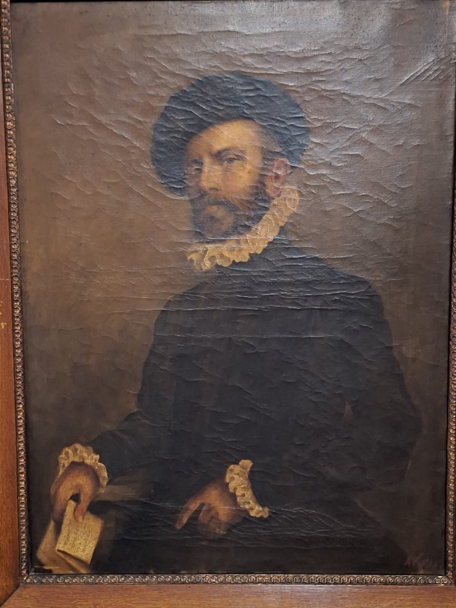 Antique Painting After Giovanni Battista Moroni, 1529-1578-photo-1