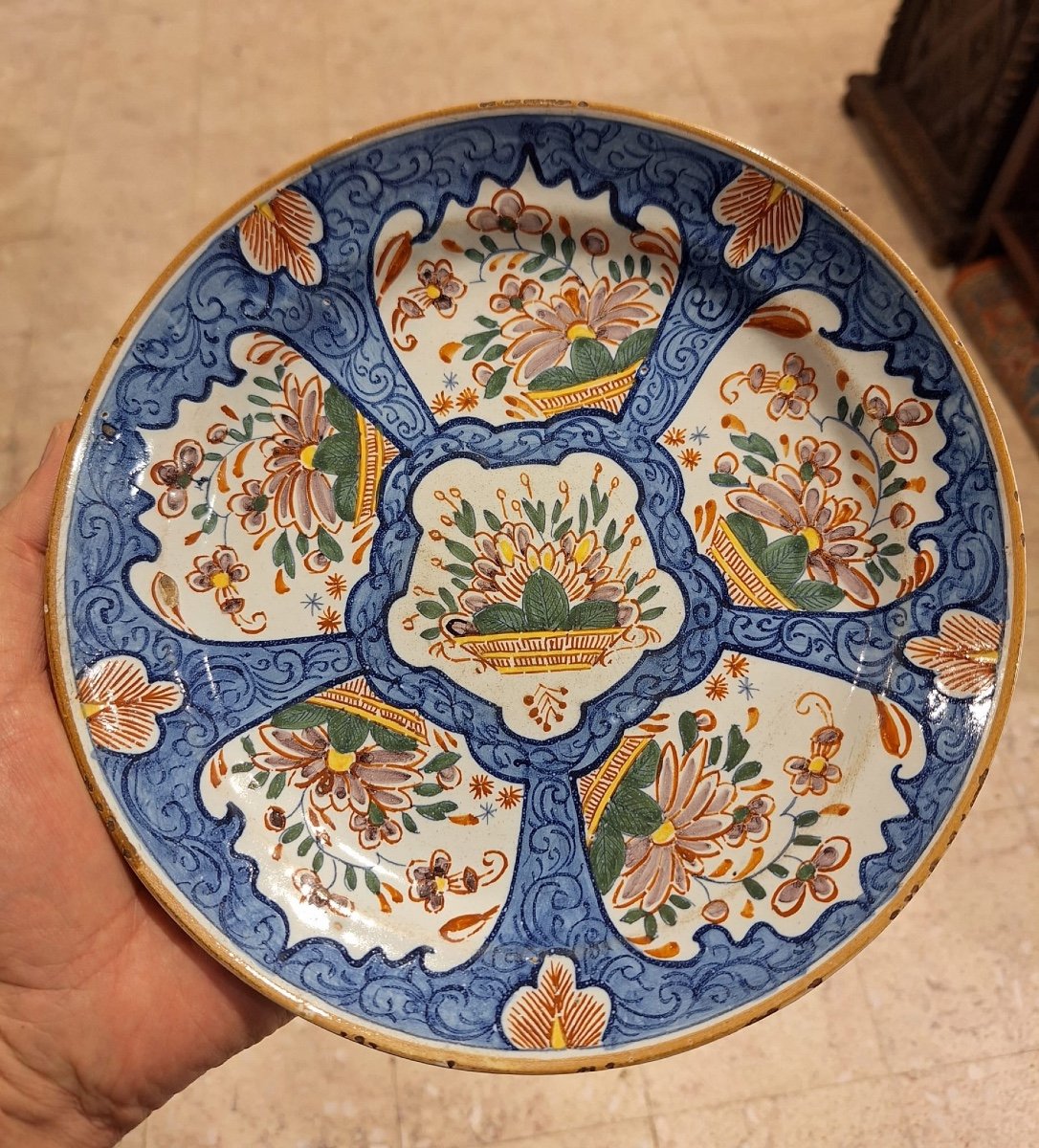 Pair Of Delftware Plates, 18th Century-photo-2