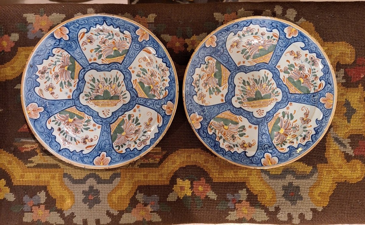 Pair Of Delftware Plates, 18th Century