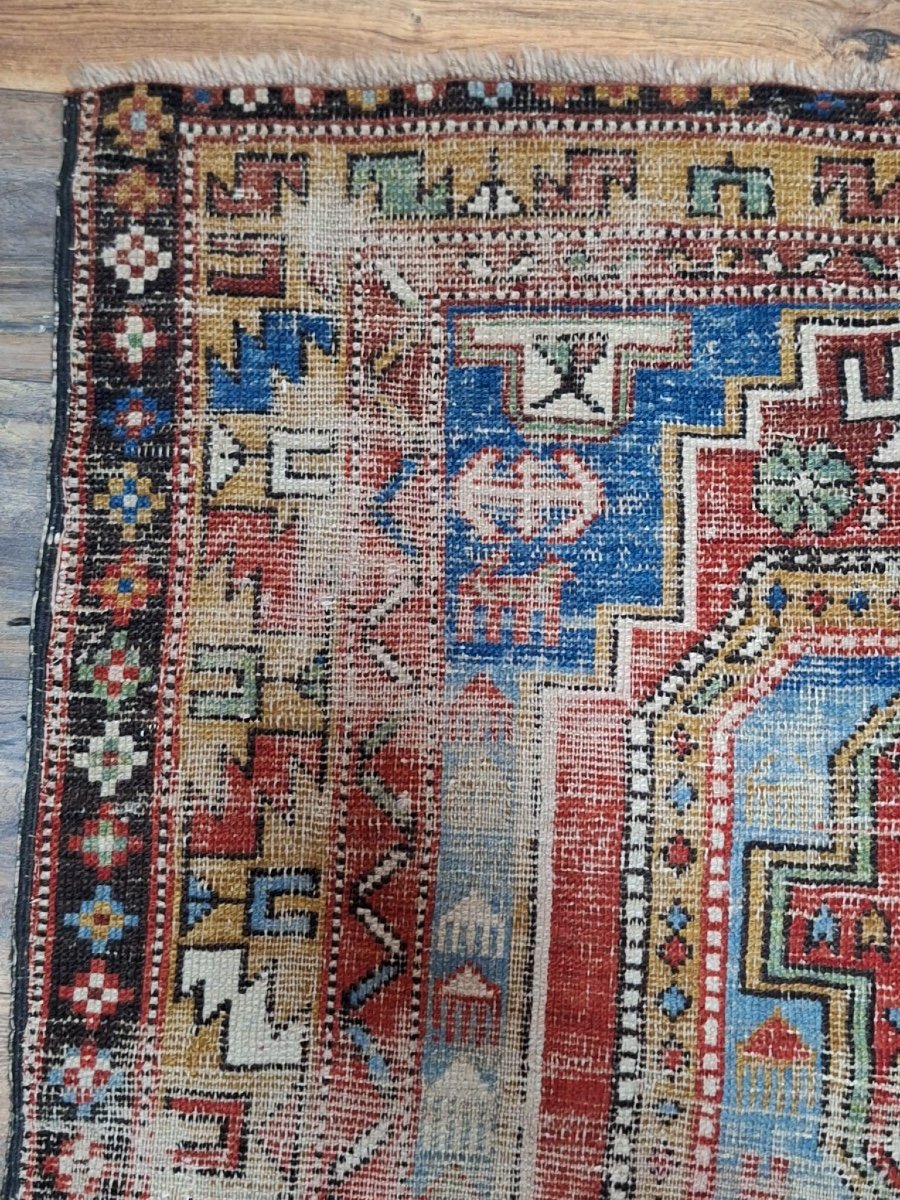 Antique Hand Knotted Kazak Rug-photo-1