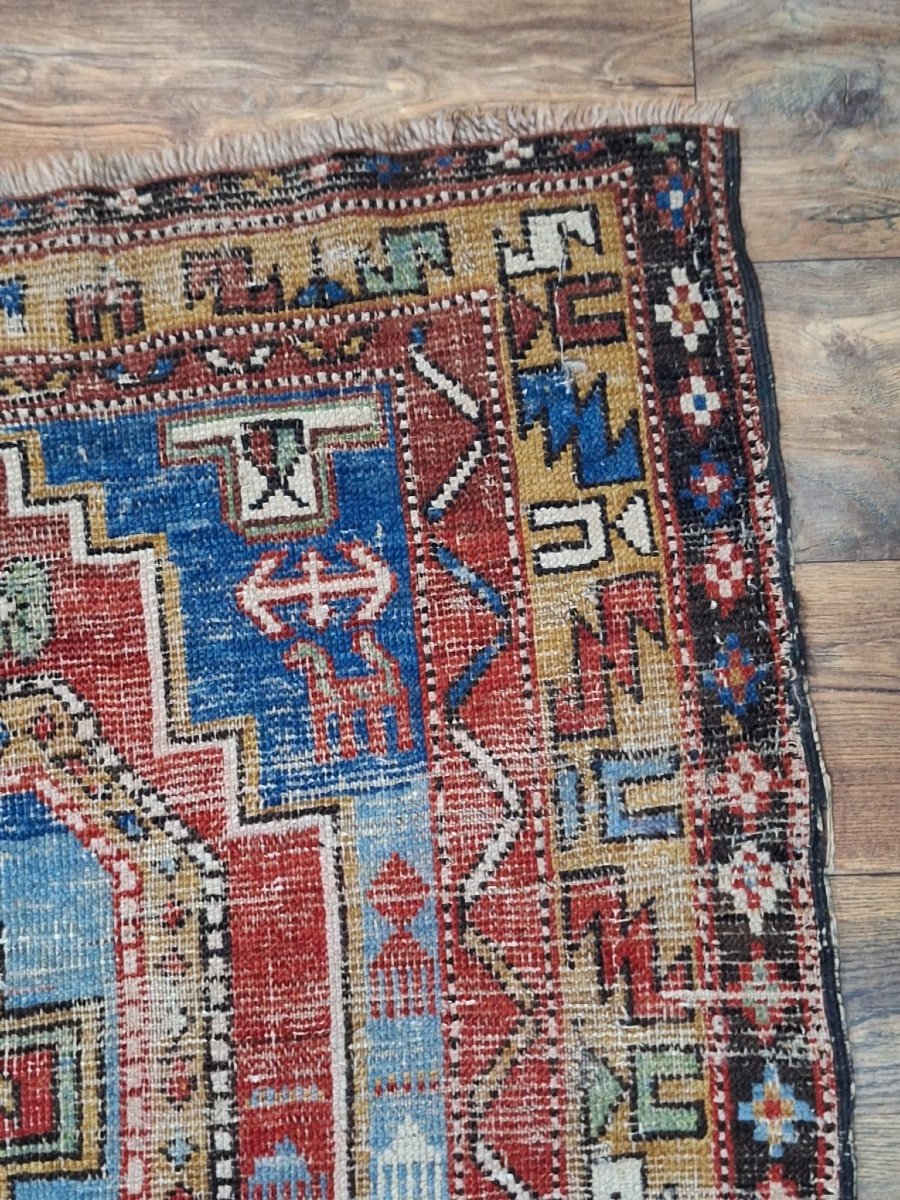 Antique Hand Knotted Kazak Rug-photo-5