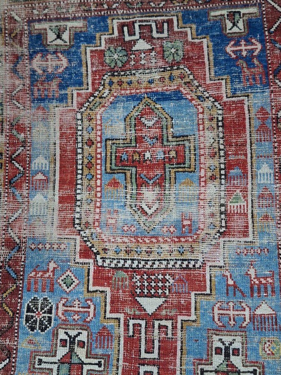 Antique Hand Knotted Kazak Rug-photo-6