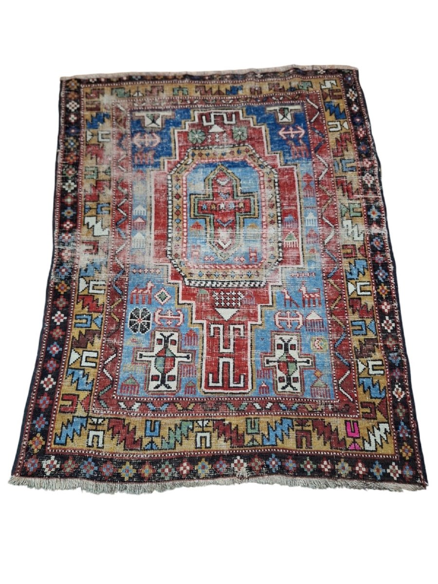 Tapis Kazak Ancien Noué à La Main