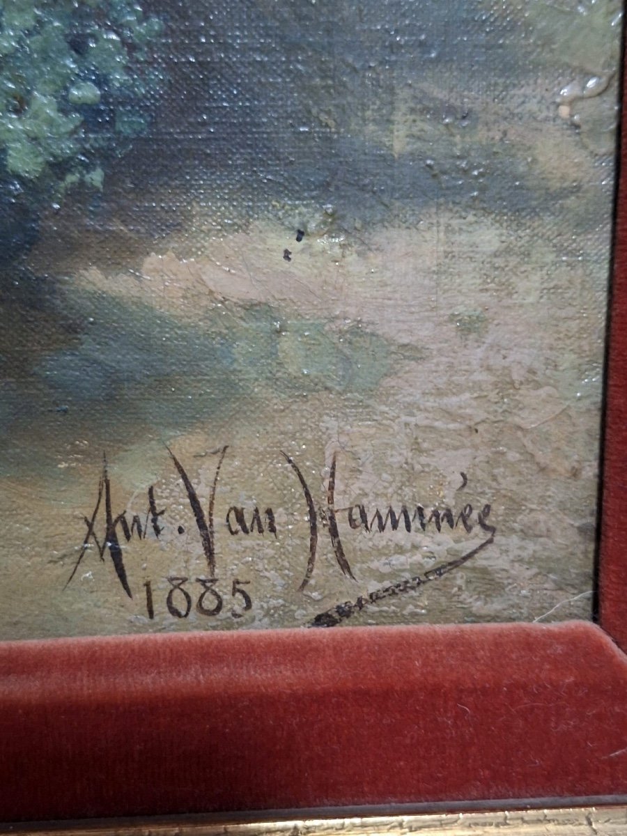 Antique Painting, Signed Ant.van Hammée, 1885-photo-1