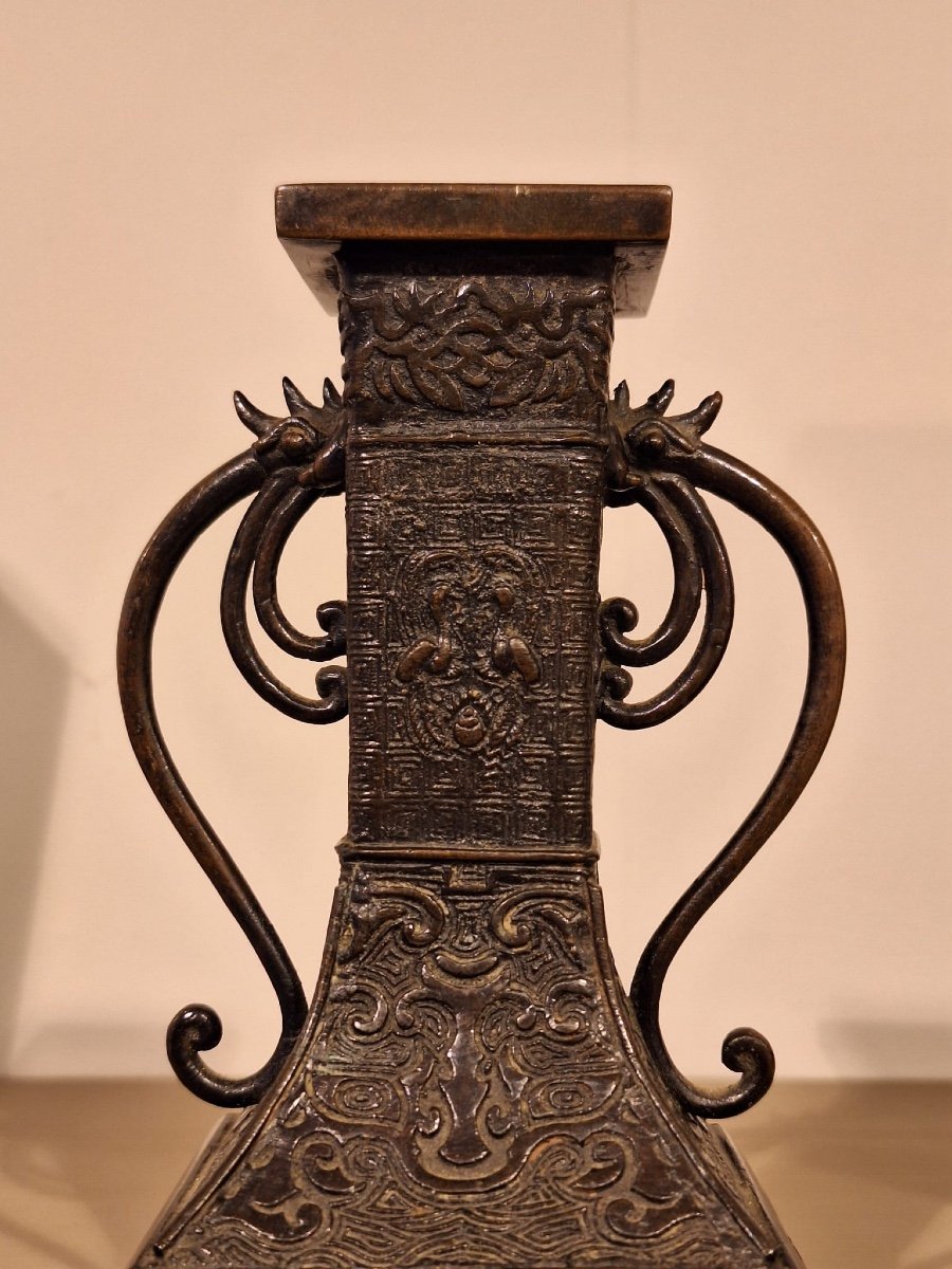 Japanese Bronze Vase, Meiji Period-photo-2