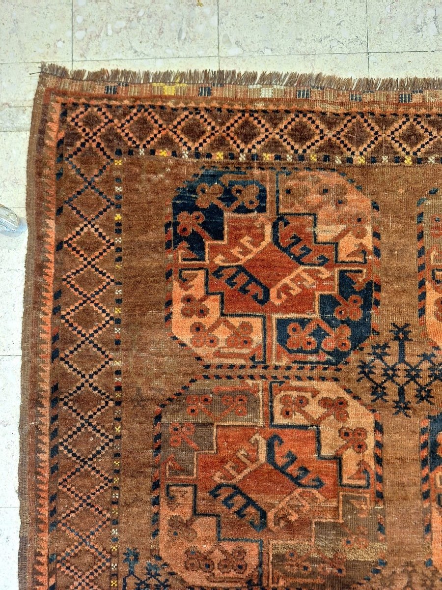 Antique Hand Knotted Ersari Rug, Afghanistan-photo-4