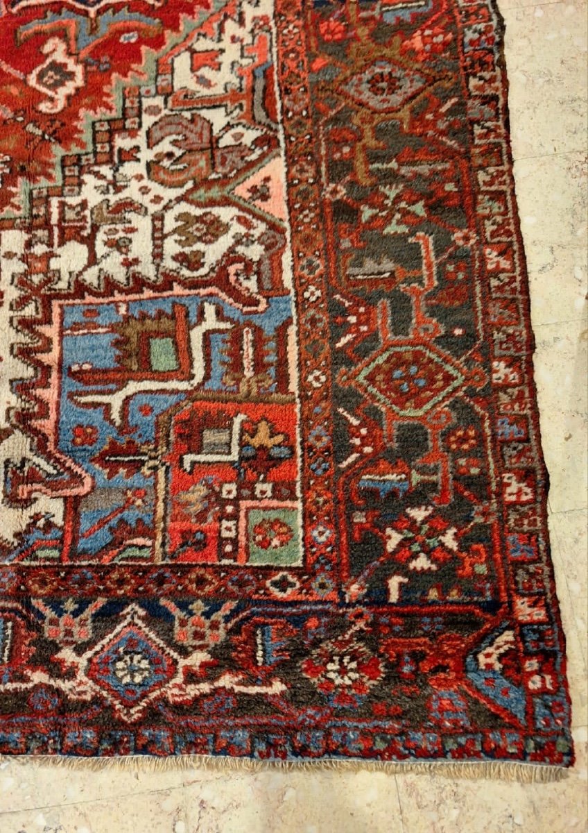 Vintage Hand Knotted Heriz Rug, Iran -photo-5