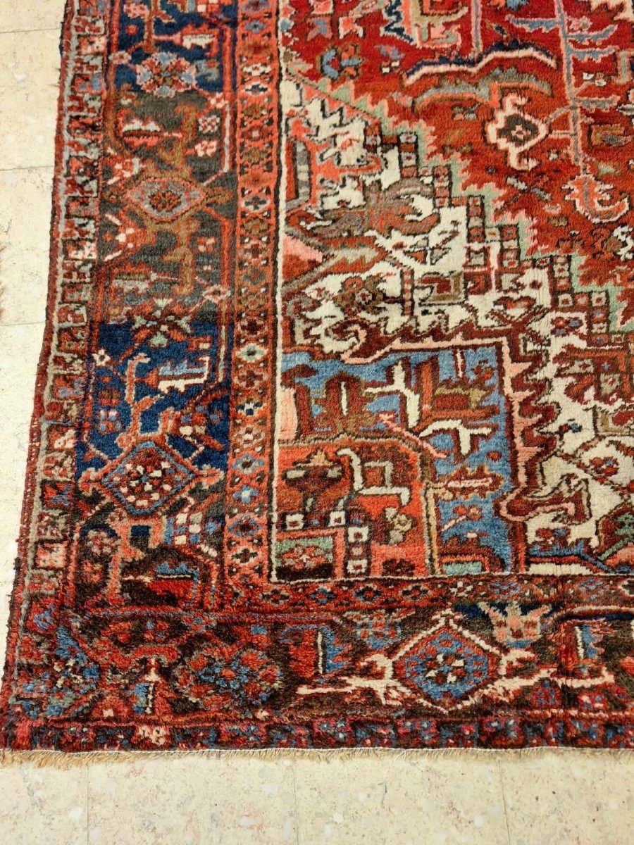 Vintage Hand Knotted Heriz Rug, Iran -photo-7