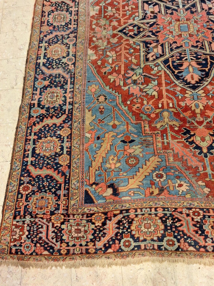 Tapis Ancien Noué à La Main Heriz Serapi, Iran-photo-4