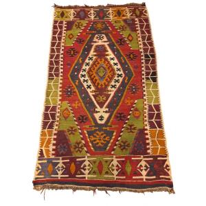 Kilim Turc Noué à La Main Vintage