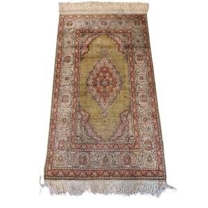 Vintage Kayseri Hand Knotted Turkish Rug, Silk Imitation