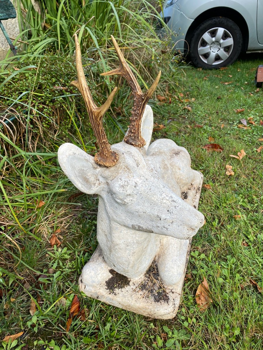 Chevreuil couché sur son socle-photo-1