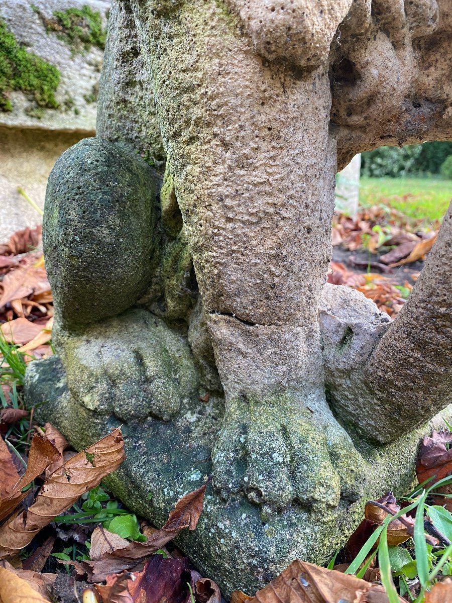 Pair Of Garden Statues Depicting Seated Lions-photo-5