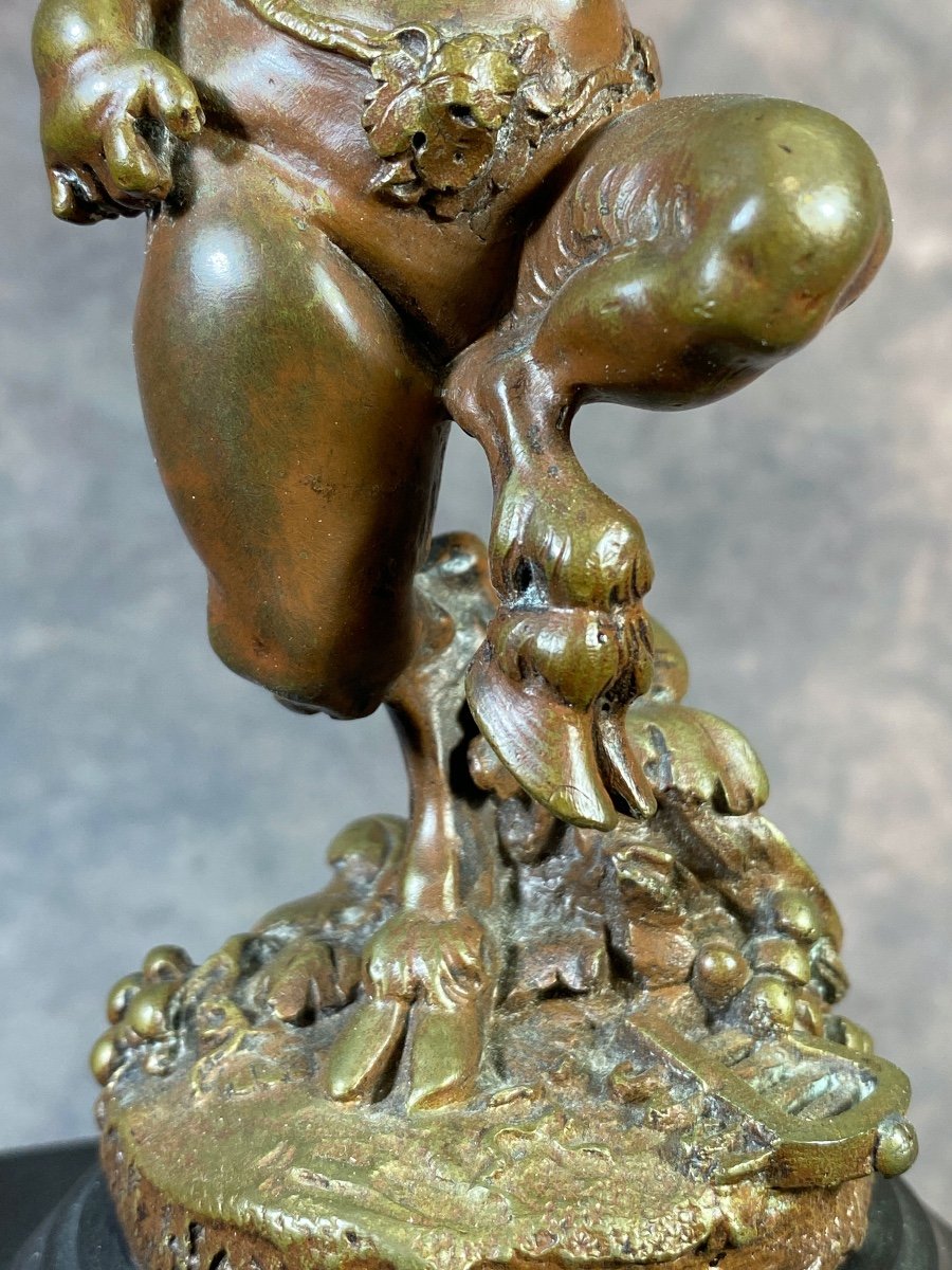 Sculpture De Jeune Faune En Bronze Patiné XIXème-photo-4