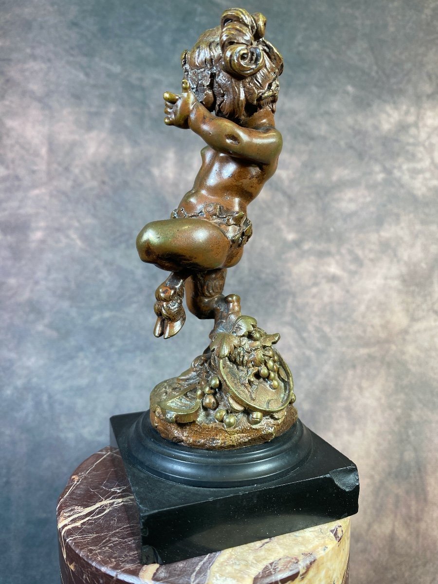 Sculpture De Jeune Faune En Bronze Patiné XIXème-photo-1