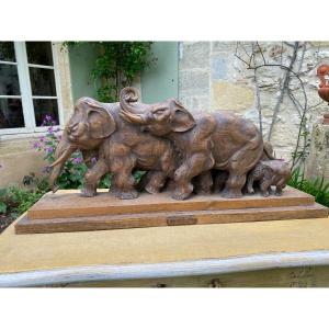 Sculpture Famille d'éléphants