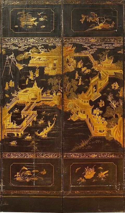 Very Large Eight Wing Screen In Coromandel Lacquer, China, Quing, Late 18th, Early 19th-photo-3