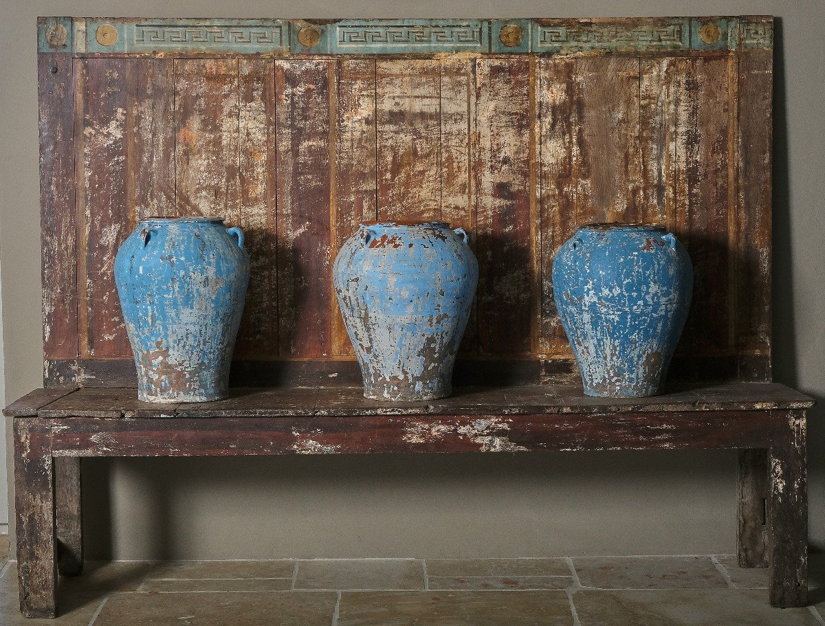 Rural Interior Bench With Neoclassical Meanders, South Of France, Early 19th Century