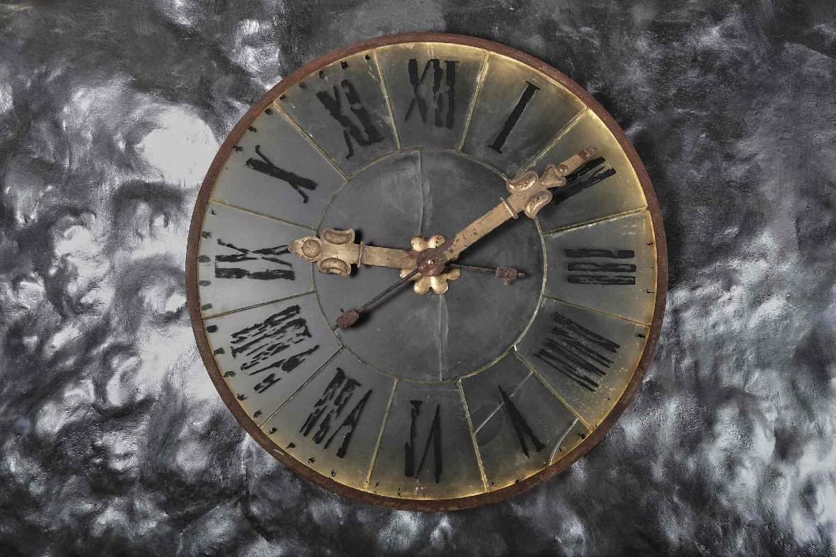 Grand Cadran En Verre d'Une Horloge De Clocher, France, 19ième Siècle