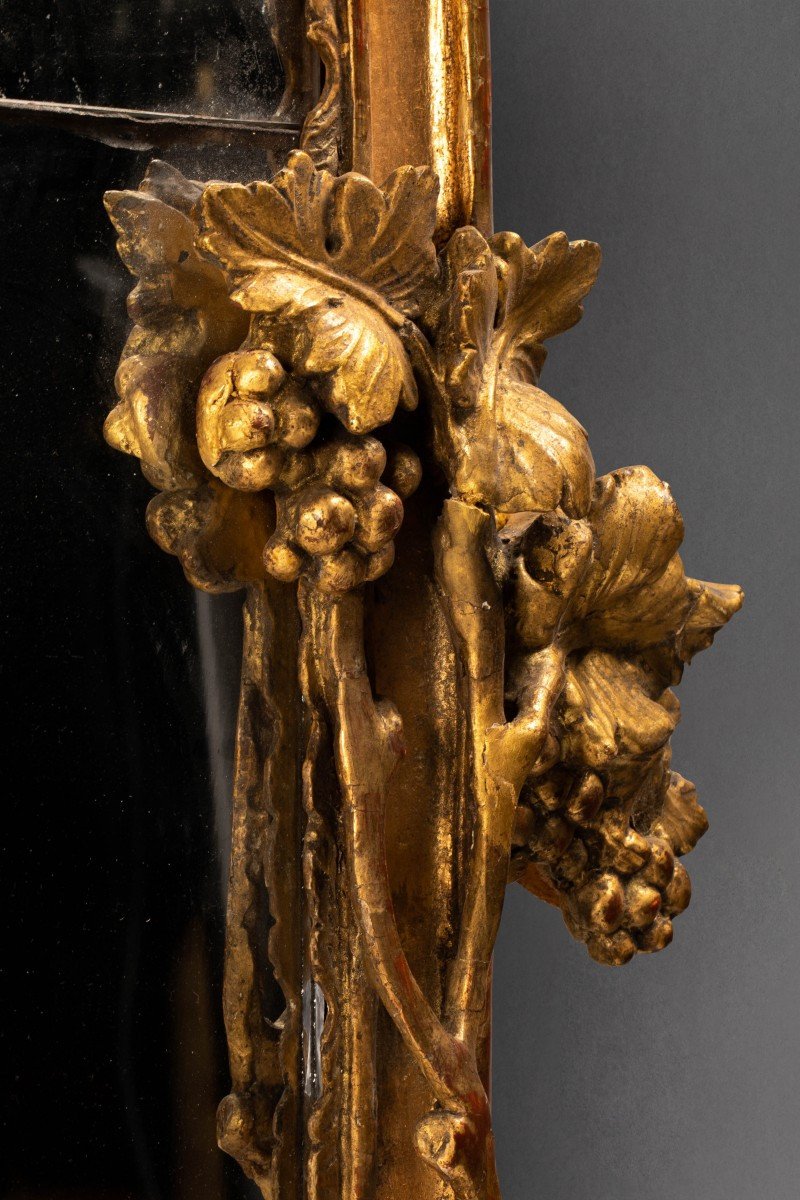 Large Mercury Mirror Louis-xv Period, Carved And Gilded, France Ca. 1750-photo-3