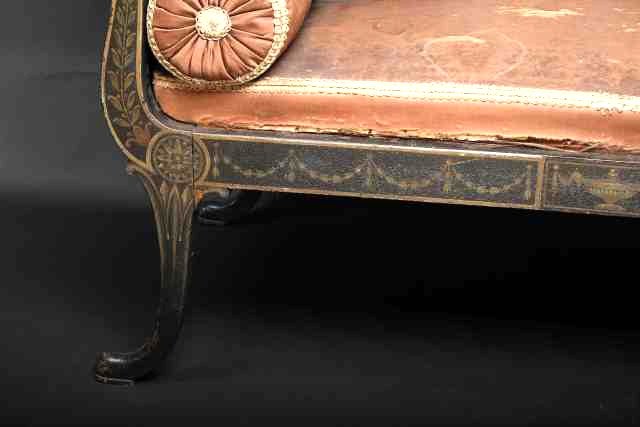 Beautiful Bench Finely Painted In Grisaille, Northern Europe, Early 19th C-photo-2