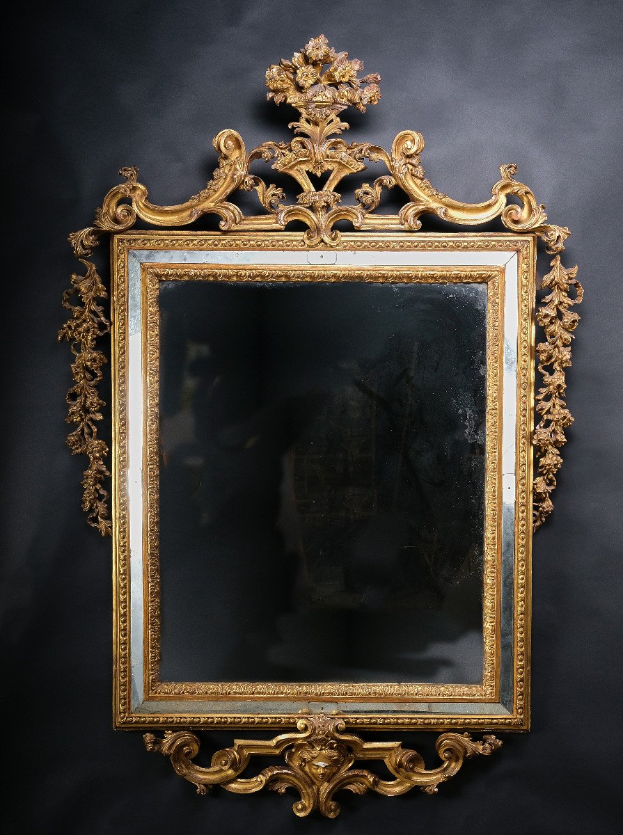 Important Mirroir Sculpté Et Doré d'Epoque Louis XVI, Lombardie 1780