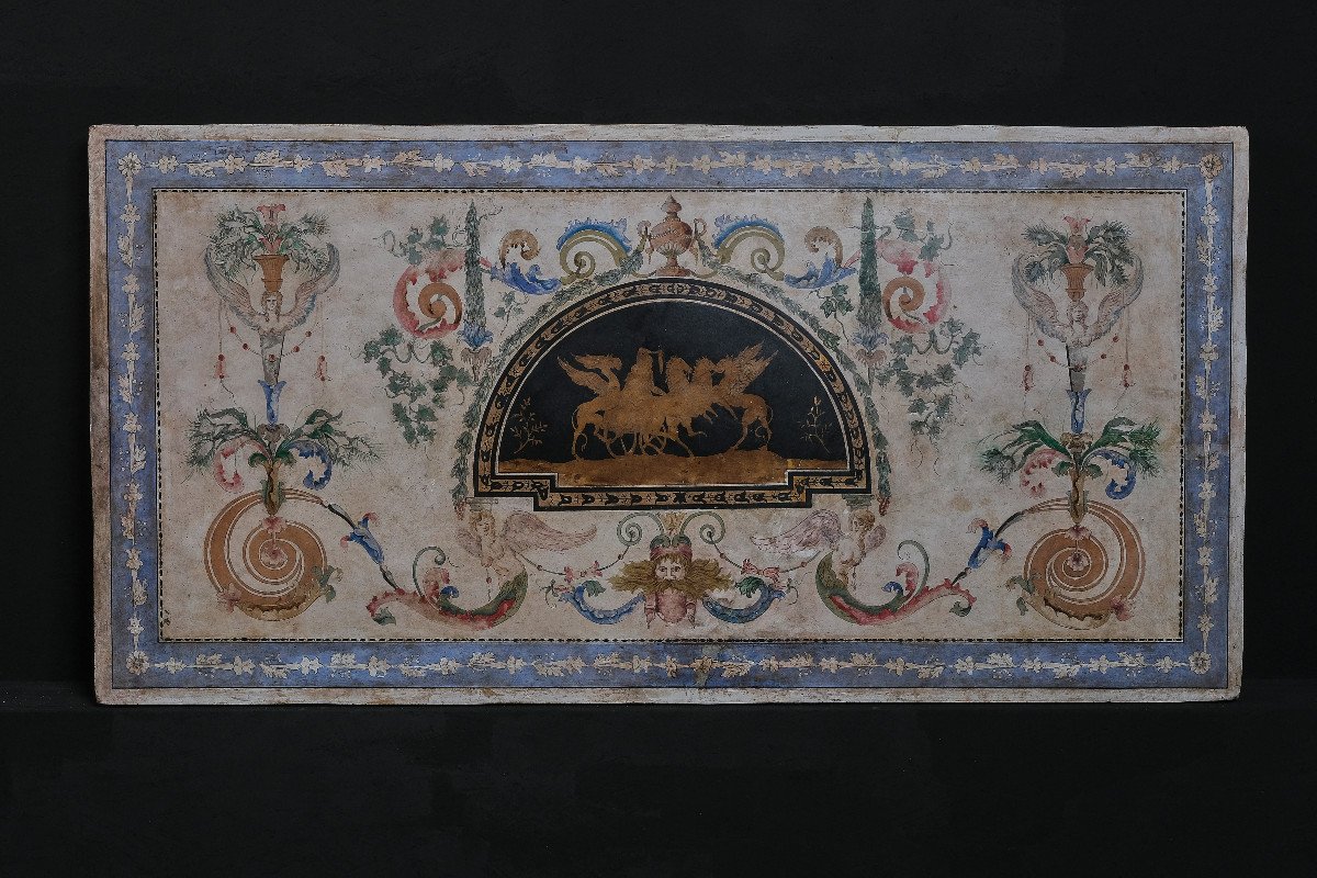 Very Beautiful Pompeian Style Scagliola Tray, Naples, 19th C-photo-2