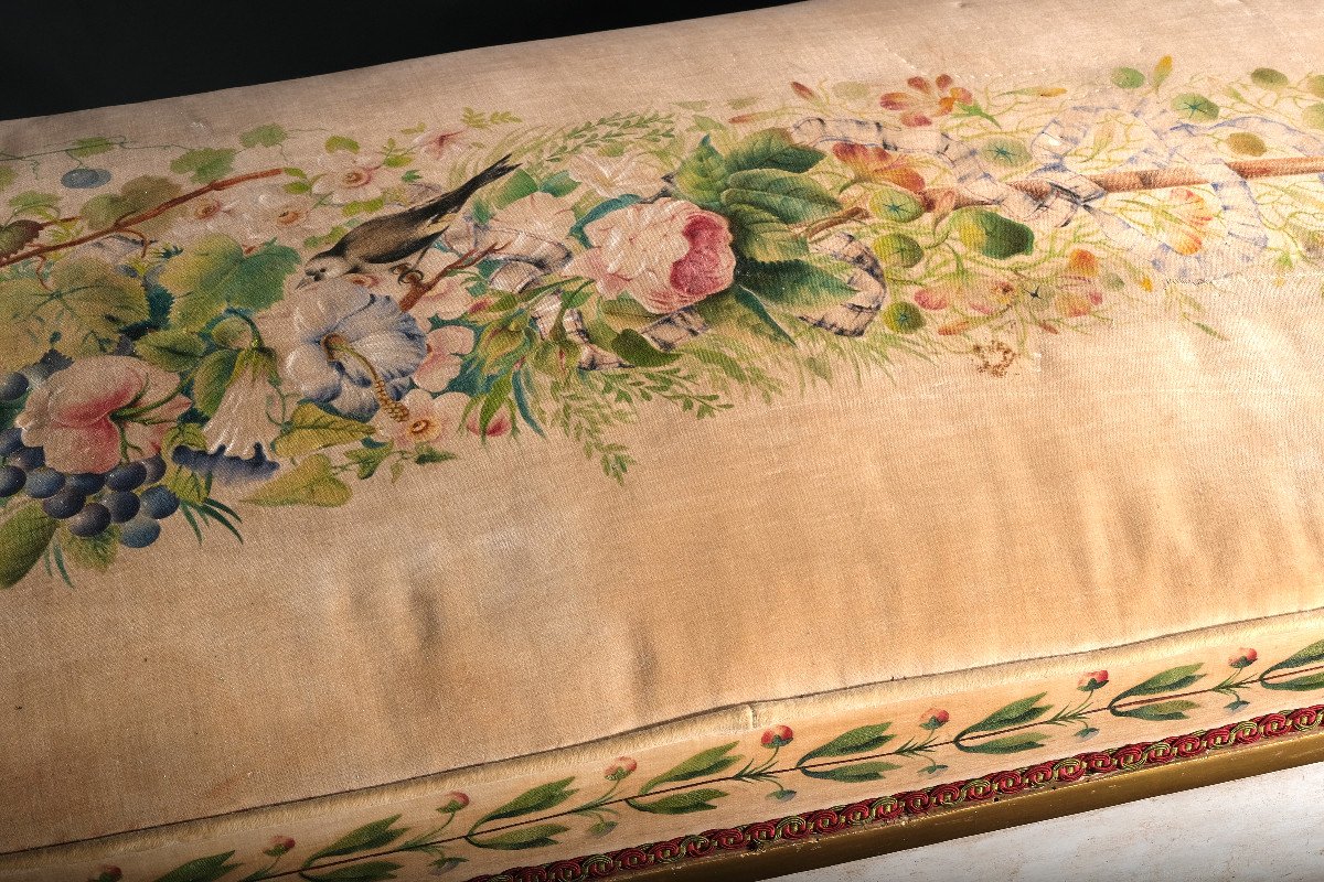 Unusual Upholstered Bench With Relief Decoration On Three Sides, Italy 19th Century-photo-5