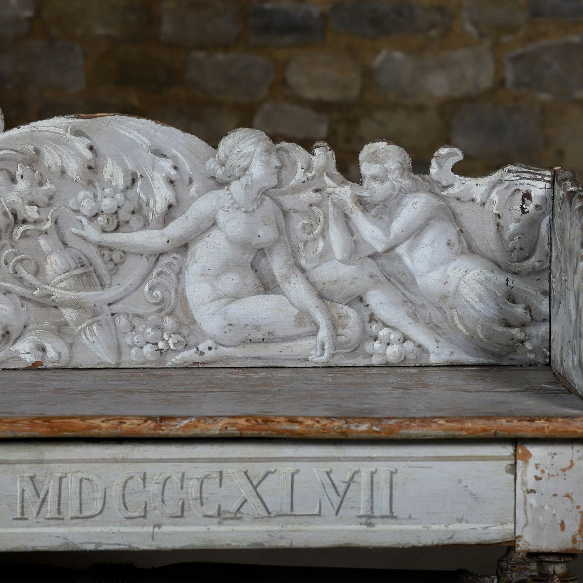 Pair Of Benches From Villa Suvera With Coat Of Arms Of The Lucchesi Palli Family, Siena, 1847-photo-6