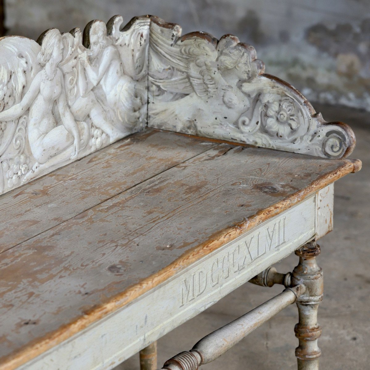 Pair Of Benches From Villa Suvera With Coat Of Arms Of The Lucchesi Palli Family, Siena, 1847-photo-7