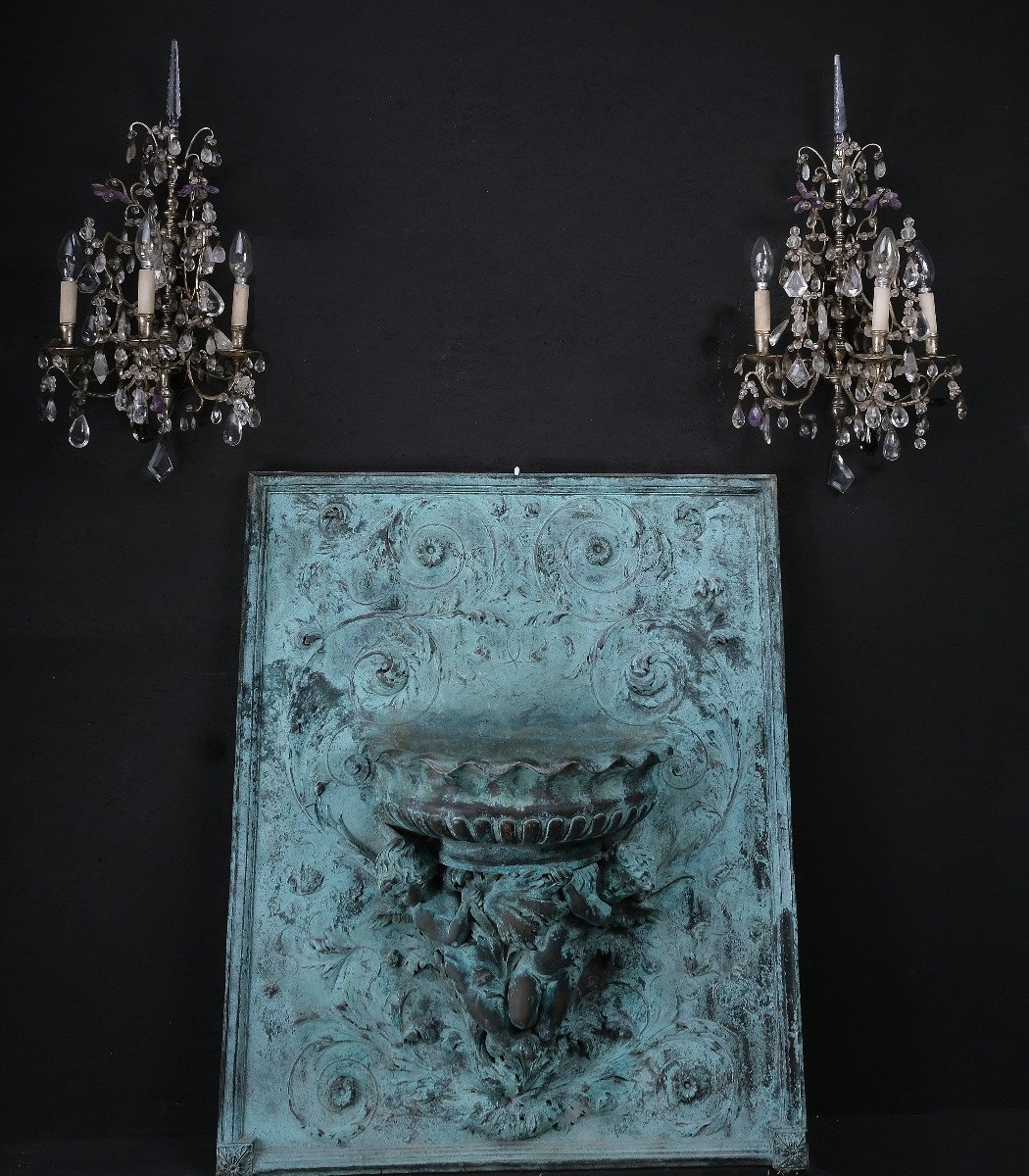  Bronze Jardiniere Panel With A Shell Bowl, England Circa 1830-photo-2