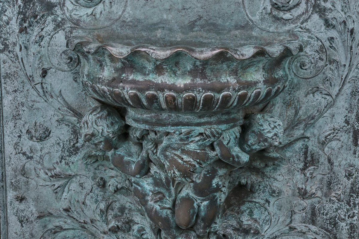  Bronze Jardiniere Panel With A Shell Bowl, England Circa 1830-photo-4