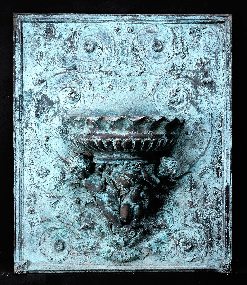  Bronze Jardiniere Panel With A Shell Bowl, England Circa 1830