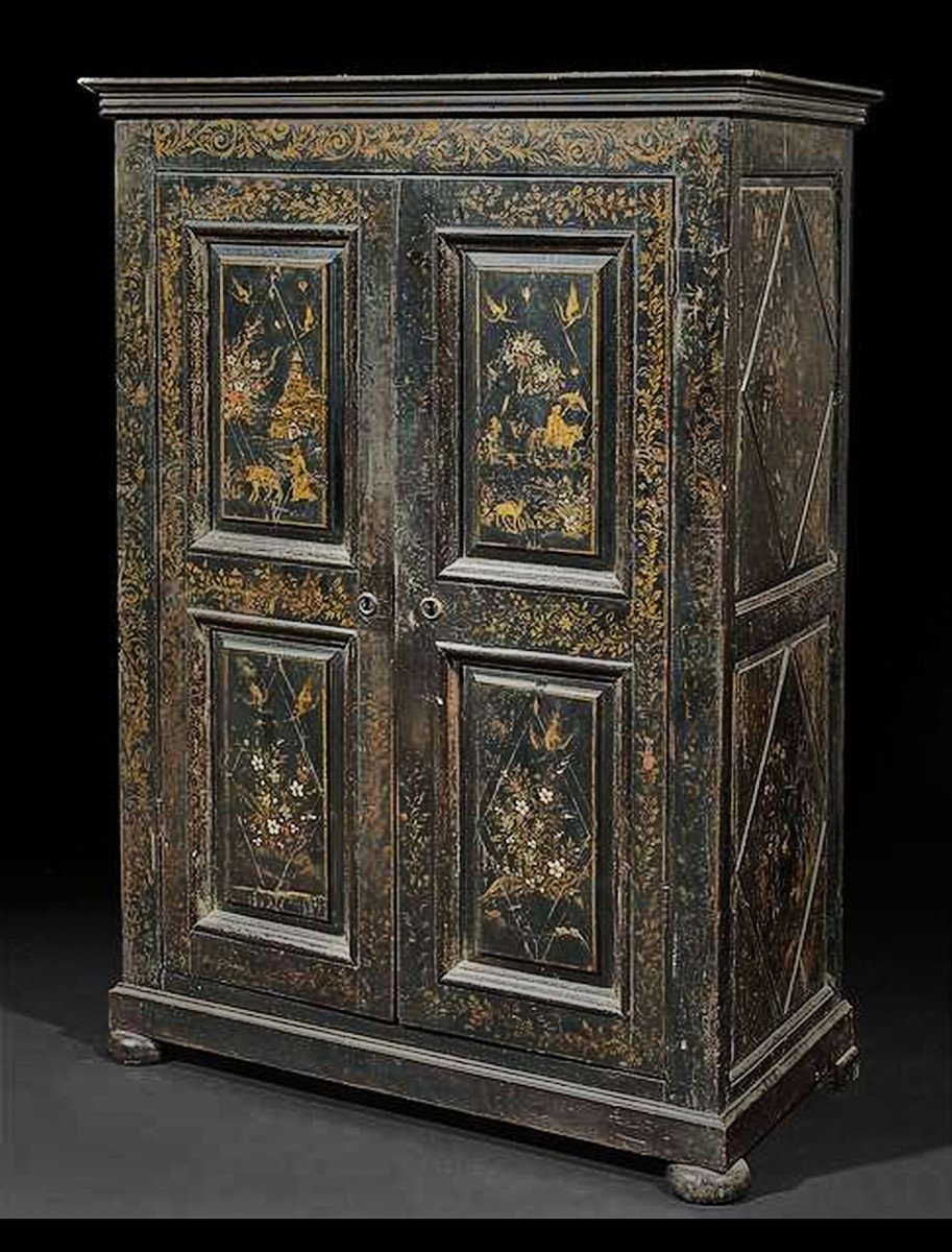 Small Chinese Lacquer Cabinet, Southern France, Early 19th Century