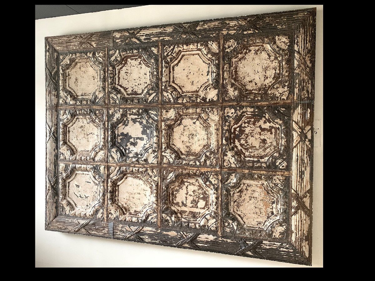 Very Large Patinated Iron Sheet Wall Panel, England Late 19th Century-photo-2