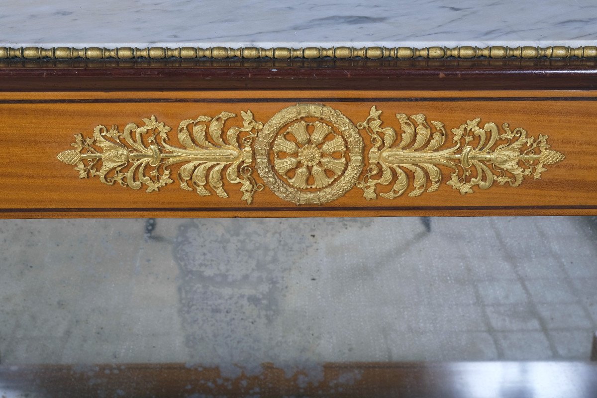 Importante Console d'époque Charles X En Bois Satiné. Attr. Jean Jaques Werner, Paris Vers 1820-photo-3