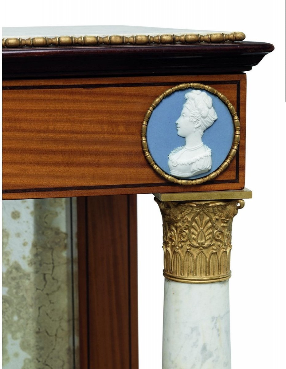 Importante Console d'époque Charles X En Bois Satiné. Attr. Jean Jaques Werner, Paris Vers 1820-photo-4