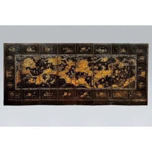 Very Large Eight Wing Screen In Coromandel Lacquer, China, Quing, Late 18th, Early 19th